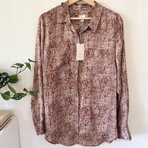🤎 A New Day Brown Print Button-Down Blouse (NWT) 🤎